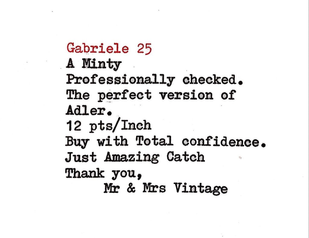 Adler Gabreile 25 Typewriter Typeface