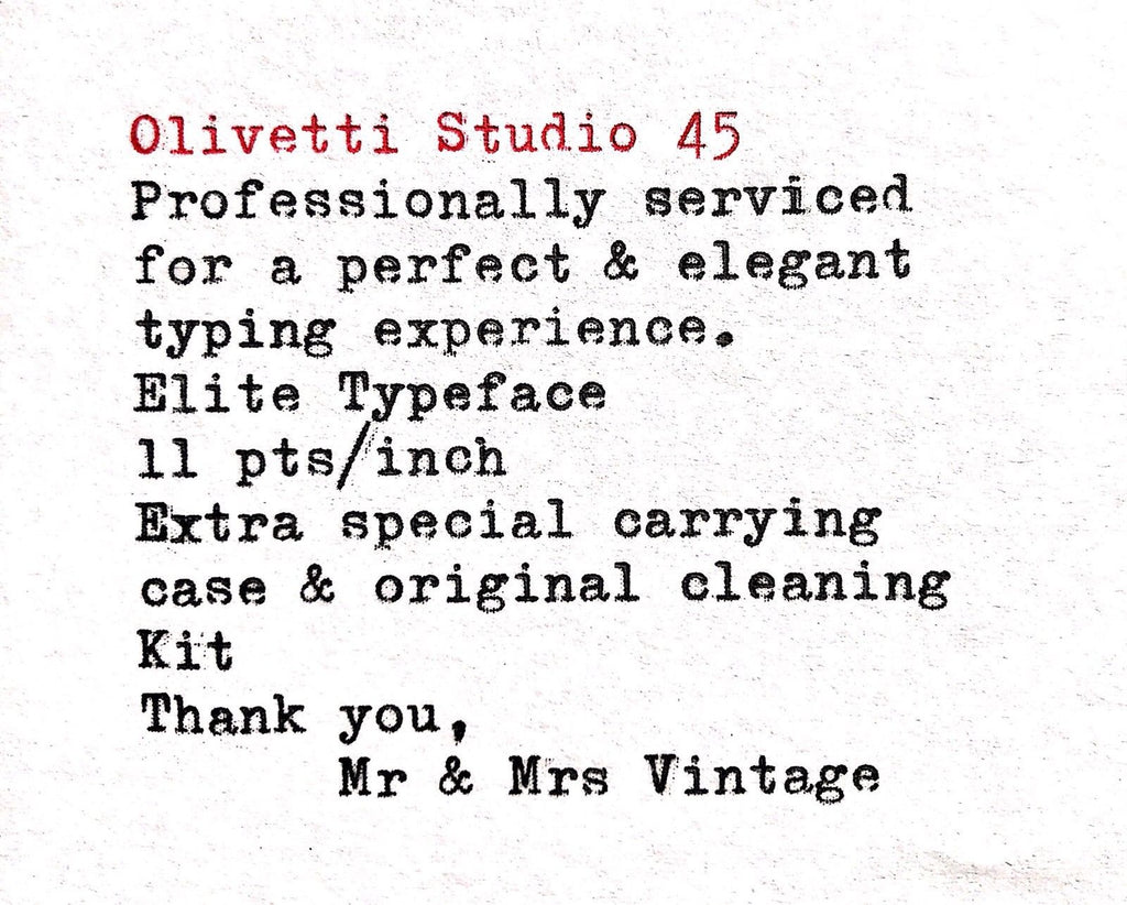 Olivetti Studio 45 Typewriter Typeface