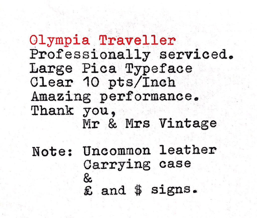 Professionally Serviced Working Olympia Traveller De luxe Typewriter
