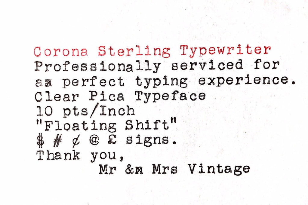 Corona Sterling Typewriter typeface