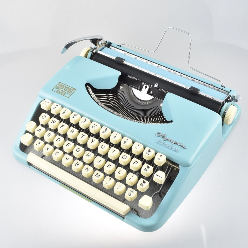 Professionally Serviced Working Olympia Splendid 33 Blue Typewriter