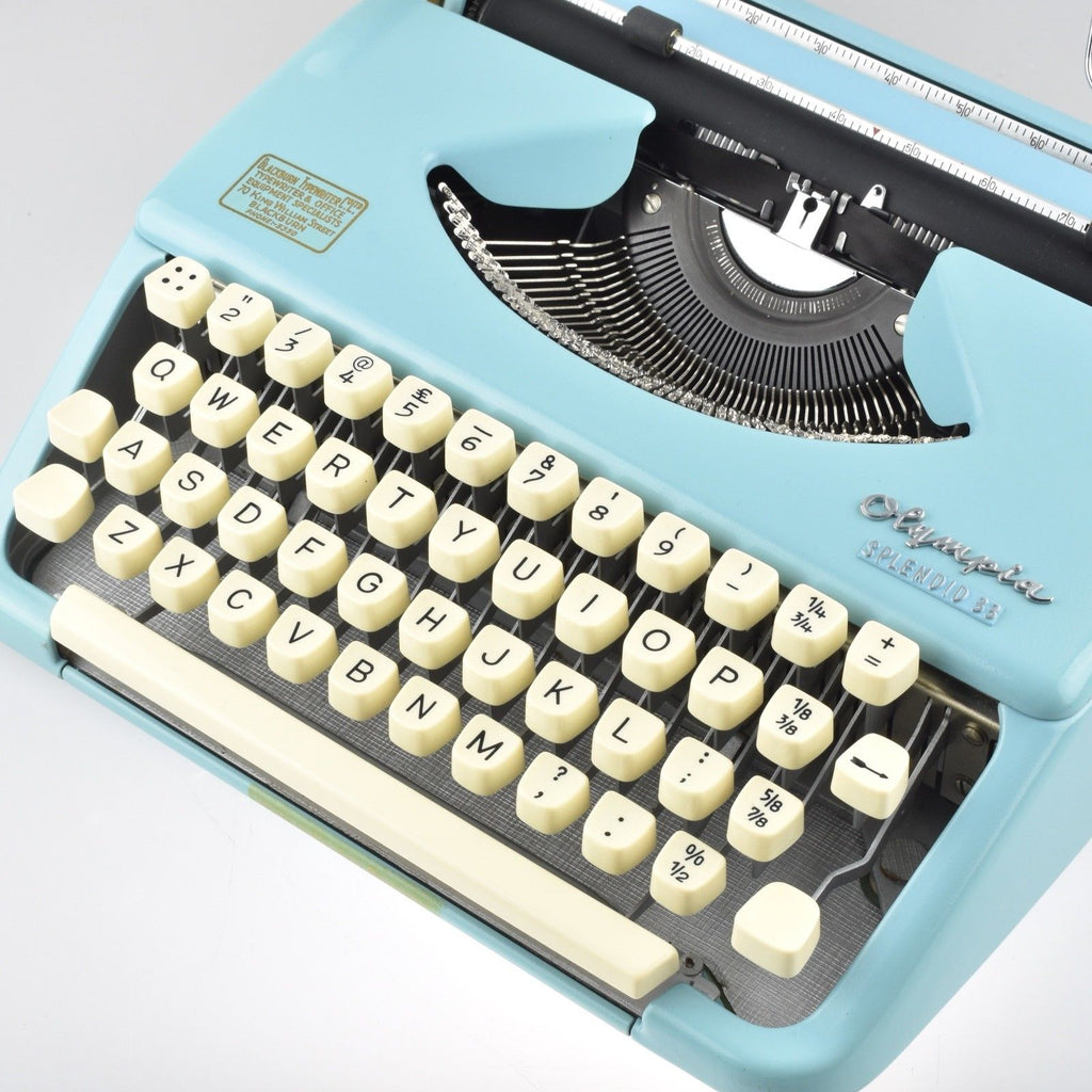 Restored Serviced Working Olympia Splendid 33 Blue Typewriter