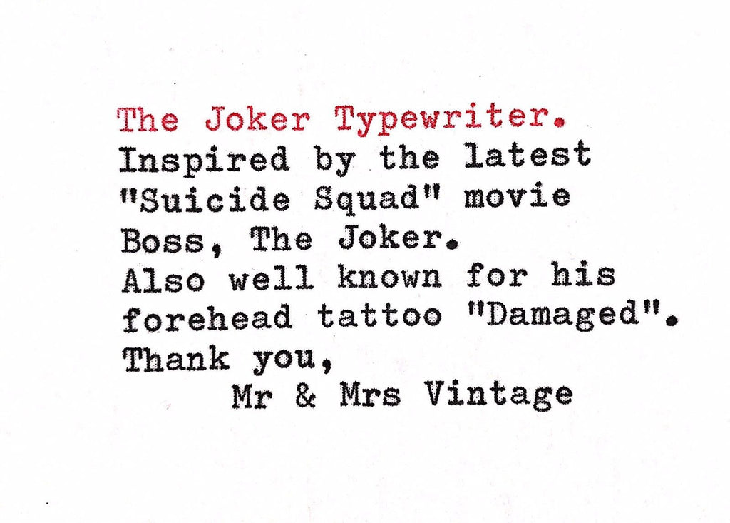 Special Edition The Joker Boss Olympia Traveller Typewriter Design