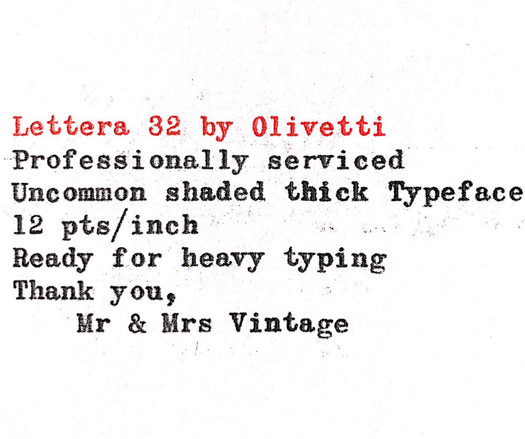 Professionally Serviced Working Olivetti Lettera 32 Typewriter typeface
