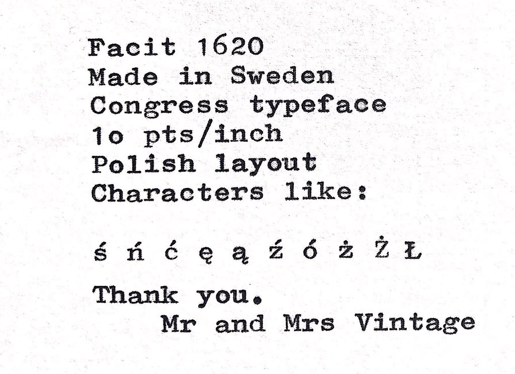 Facit 1620 Typewriter Typeface